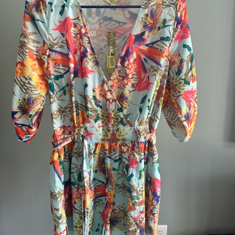 Gianni Bini Floral V-Neck Short Romper